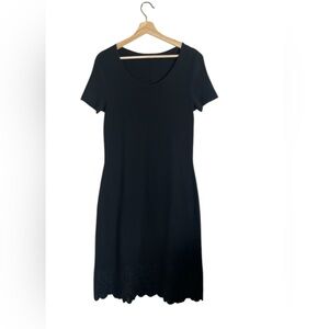 Talbots Dress Womens‎ MBlack Shift Embroidered Eyelet Bottom Short Sleeve Career